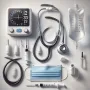 DALL·E 2025-03-25 12.50.12 - A realistic digital illustration of essential medical equipment arranged neatly on a white background. The items include a stethoscope, a blood pressu